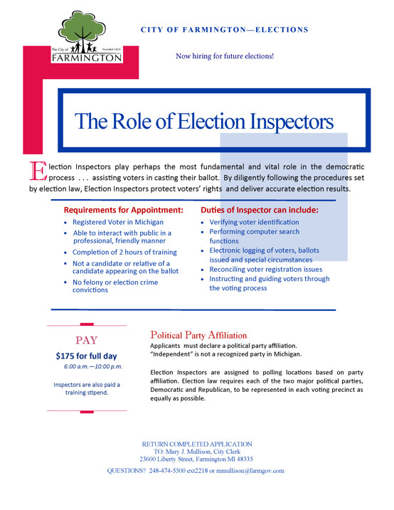 Role of Election Inspectors Flyer
